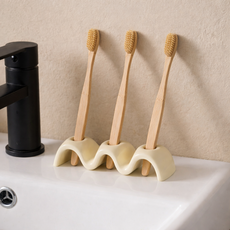 무드릭스 릭스 세라믹 웨이브 칫솔꽂이, 3구 버터, 1개