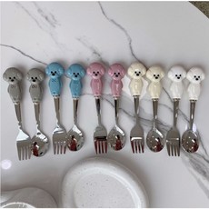 백화점 동일상품 삼미 비숑 강아지 멍멍이 댕댕이 아크릴 유아 어린이 키즈 아기 스푼 포크 아이스크림스푼 택1, 화이트, 1개