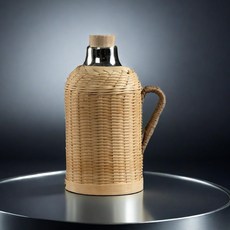 純手工竹編保溫壺 家用復古熱水瓶 茶室老式竹制保溫瓶玻璃內膽, 【復古黃+精品細絲】#.6升/白膽, 1個