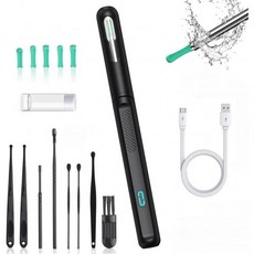 이어 왁스 제거 도구 1080 HD 카메라를 갖춘 무선 클리너IP67 방수 충전식 이어스푼 교체 가능한 이어왁스 리무버, 1개