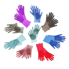 矽膠刷毛清潔手套, 手套刷長款紅色, 1個