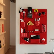 [리비니아] 탭오 모듈 월 오거나이저 / 인테리어 벽걸이 수납보드 / 감성 정리함(포켓용 오거나이저), 1단, 레드