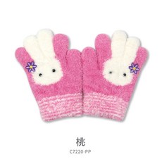 兒童立體小兔毛絨保暖手套 可愛卡通造型 冬季女童厚絨彈性防寒手套 幼兒防風禦寒手套