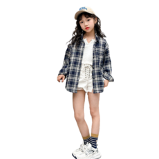삐삐네옷가게 하린 여아 사각 체크 루즈 남방