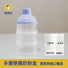 萌星記 寶寶奶粉盒, 1個, 三層透明款 藍色:1個