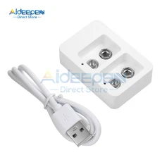 2슬롯 다기능 Ni-Mh 9V 충전식 배터리 휴대용 미니 모델 LED 디스플레이 상태 내구성, 01 white