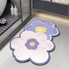 珪藻土地墊 吸水墊 衛生間浴室防滑墊 矽藻土軟墊 大尺寸, 1個, 及夏-紫,硅藻泥地墊[40*60cm], 及夏-紫