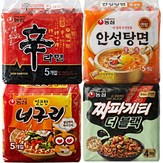 농심 짜파게티 더 블랙 4개입+얼큰한너구리 5개입+신라면 5입+안성탕면 5입