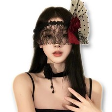 하이유니 [시선강탈] 여신감성 레이스 하프페이스 무도회 할로윈 파티 가면, 1개, #1-로즈