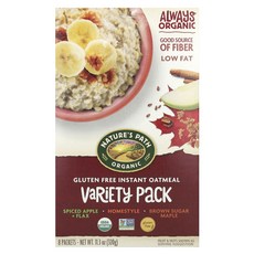 Nature's Path Organic Gluten Free Instant Oatmeal Variety Pack 8 Packets 11.3 oz (320 g), 1개, 400g