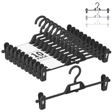 길이 조절 논슬립 패킹 집게 자국방지 고리 회전 치마 바지걸이 고급형, 블랙, 10개