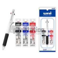 유니 제트스트림 SXE3-400 3색 0.5mm 1개 + 리필심 3개 세트, 3색 0.5mm 화이트 1+리필심(흑1+청1+적1)