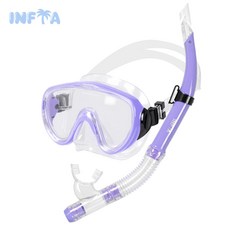 인피아 멀티 피스 스노쿨링 마스크 프리다이빙 스노쿨링 세트, 퍼플