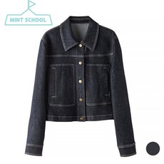 민트스쿨 스티치 세미크롭 데님자켓 숏 청자켓 봄자켓 가을자켓 캐주얼 슬림핏