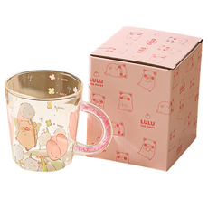 가와시마야 루루 콜라보 유리컵 400ml PLA3BZ-86, 1개, 투명