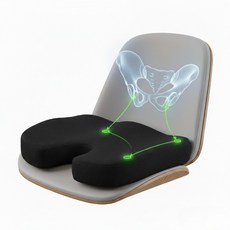 골반외전시트 방석 쿠션 치질 치루 허리 자세 교정 통증 완화 직장인 학생 필수템, 블랙