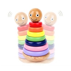 2살아기 원목 오뚜기 링끼우기 장난감 장난감선물 컵쌓기 손주선물 아동, 1개, 스마일링끼우기