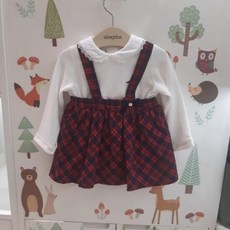 압소바 CB01 레드체크 멜빵 스커트 SET AU551213 2899538