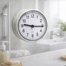 흡착형 벽시계 아날로그 시계 욕실 주방 간편부착, 방수시계(핑크)