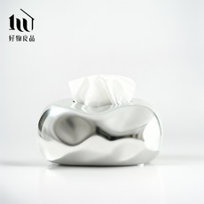 好物良品 北歐設計陶瓷衛生紙盒 雲朵面紙盒 居家佈置藝術擺件, 銀色