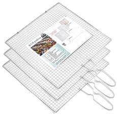 양면 손잡이 접석쇠 구이용 석쇠, 3개