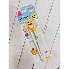 韓國 碰碰狐X鯊魚寶寶 兒童學習筷 1階3環設計 附姓名貼 學習餐具 兒童餐具, 粉紅色, 1個