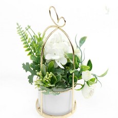 봄다미추천 화이트 라넌큘러스 조화 화분 플라워포트, 1개