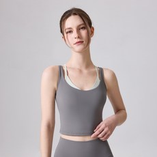 瑜伽服假兩件拼色美背速乾透氣背心運動服