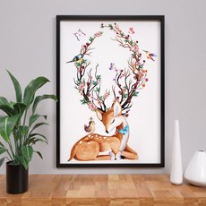 髮財麋鹿十字繡新款客廳中式簡約玄關豎版走廊綫繡中國風繡, 1個, 中格棉線三股繡50*75cm