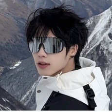 冬季大框運動滑雪鏡 男女登山防風遮陽騎行護目鏡, 黑框水銀色, 1個