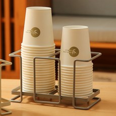 무핑 2구 종이컵 거치대 컵홀더 진열대, 그레이, 1개