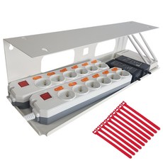 무타공 멀티탭 선반 거치대 책상 밑 전선 정리함, 대형(화이트), 1개