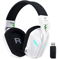 WESEARY WG1 가상 7.1 사운드 게이밍 헤드셋 PC 게임 2.4G 블루투스 무선 헤드폰 노이즈 캔슬링 마이크, 가상7.1 화이트 블랙