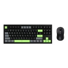 지클릭커 오피스프로 WMK90 사일런스 M 풀윤활 87키 무소음 무선 블루투스 키보드 마우스 세트 포커 그린, 텐키리스, WMK90 87키