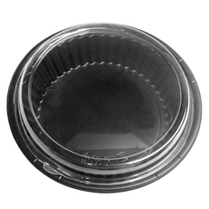 【盒作社】內嵌式圓形單格黑色塑膠餐盒 (整箱採購) - 可微波外帶一次性餐盒, 1個