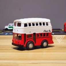 聲光可開門Q版復古合金車 - 警車 金龜車 雙層巴士 復古老爺車 mini cooper模型車 小車, 巴士-紅(聲光, 1個