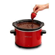 Betty Crocker 0.7쿼트 미니 슬로우 쿠커 초콜릿 & 시머 냄비 탈착식 석기 크록이 있는 전기 쿨 터치 핸들 강화 유리 뚜껑 퐁듀 및 딥에 적합 BC-255, 0.7 Quarts