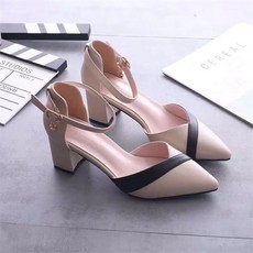 ANYOU 여성 샌들 하이힐 직장인 펌프스구두 발편한 통굽 스트링 단화 힐 5cm