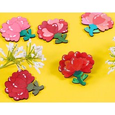 (CL) 하트 카네이션 팬시우드 브로치