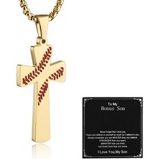 HZMAN 야구 목걸이 투 내 아들 크로스 내가 할 수 있는 모든 것 성경 구절 스테인리스 스틸 엄마 아빠의 크리스마스 선물 Q1603803, To My Son-Gold, To My Son-Gold