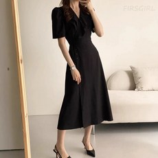 FIRSGIRL 여성 퍼프소매 롱원피스 우아한 여름 드레스 데이트룩