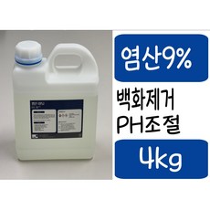 염산9% 산업현장 백화제거제 ph조절제 폐수처리 타일청소 녹제거, 1개, 4kg