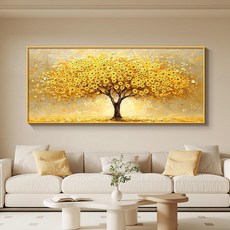 보석십자수 재물 나무 대형 돈나무 비즈 도안 가로형, 예술적 유화 캔버스, 125x50cm, 골든트리 G