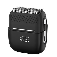 新款往復式剃鬚刀電動迷你三刀頭數顯刮鬍刀磁吸刀頭水洗便攜式, 標配整箱 2箱起, 全黑/往復式三刀