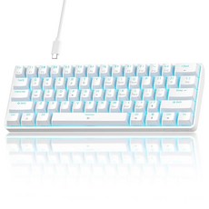 TMKB T61SE 게이밍 키보드 60% 61키 유선 적축 화이트, Clicky Blue Switch, White, 1개