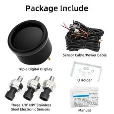 파란색 LED 디지털 트리플 듀얼 디스플레이 0-220PSI 공기 압력 게이지 에어 서스펜션 자동차 3pcs 또는 1/, 01 Triple Display