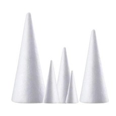 shangren 2x 수제 컬러 페인팅 화이트 콘 모양 diy 손 공예 모든 사람들을위한 스티로폼 소재, 거품, 하얀