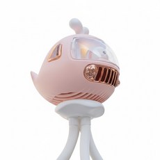 嬰兒車風扇 八爪風扇 水母風扇 推車風扇 氛圍燈 內建音樂 擺頭風扇 手持風扇 桌面風扇 纏繞懸掛扇, 【粉色】兔子驅蚊風扇/擺頭3600mAh, 1個