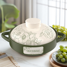카멜리아 플라워 세라믹 냄비 양수 도자기 뚝배기 가정용 찜탕용 냄비 lyy0420250715, 1개, 24cm
