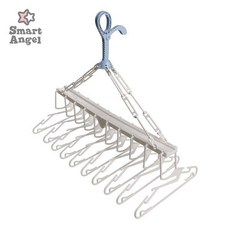 Smart Angel 兒童10連寶寶衣架 可調式不傷領設計 防滑旋轉掛勾 藍色, N/A, 1個